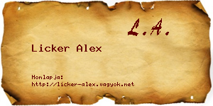 Licker Alex névjegykártya
